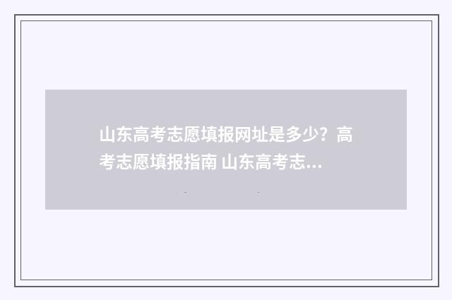 山东高考志愿填报网址是多少?高考志愿填报指南 山东高考志愿填报方式
