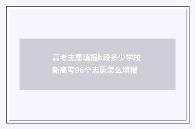 高考志愿填报b段多少学校 新高考96个志愿怎么填报