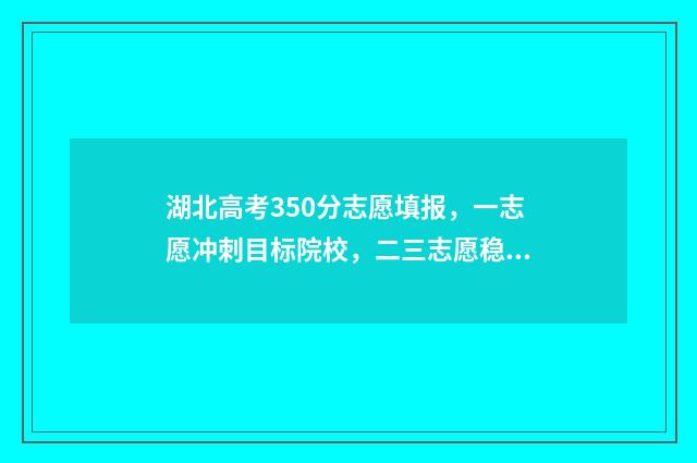 湖北高考350分志愿填报，一志愿冲刺目标院校，二三志愿稳妥保底 湖北高考537分