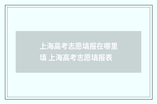 上海高考志愿填报在哪里填 上海高考志愿填报表