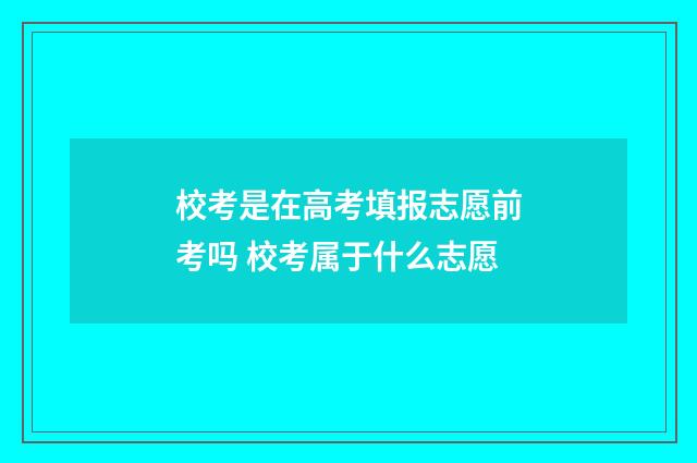 校考是在高考填报志愿前考吗 校考属于什么志愿