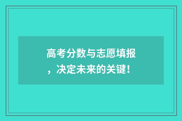 高考分数与志愿填报,决定未来的关键!