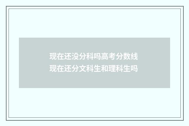 现在还没分科吗高考分数线 现在还分文科生和理科生吗