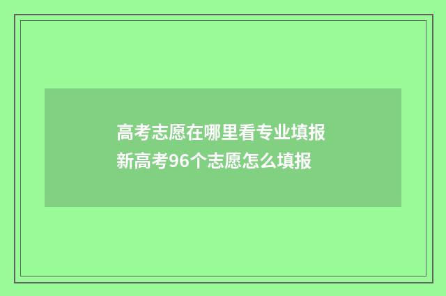 高考志愿在哪里看专业填报 新高考96个志愿怎么填报
