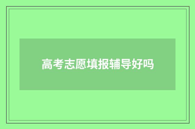 高考志愿填报辅导好吗