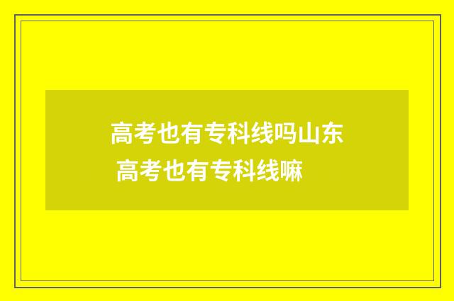 高考也有专科线吗山东 高考也有专科线嘛