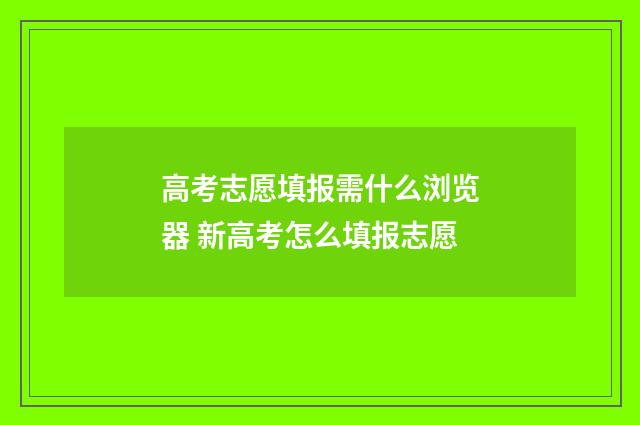 高考志愿填报需什么浏览器 新高考怎么填报志愿