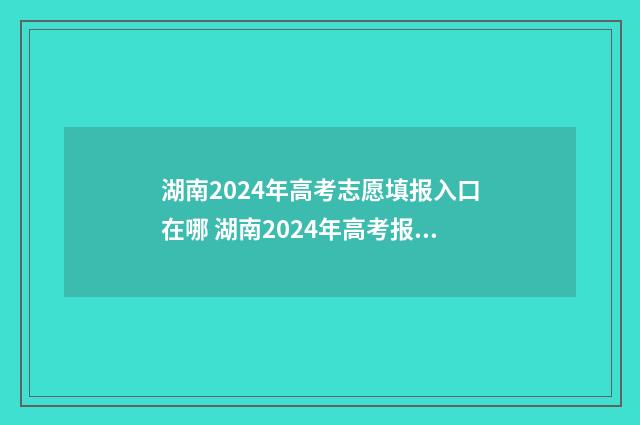 湖南2024年高考志愿填报入口在哪 湖南2024年高考报名人数