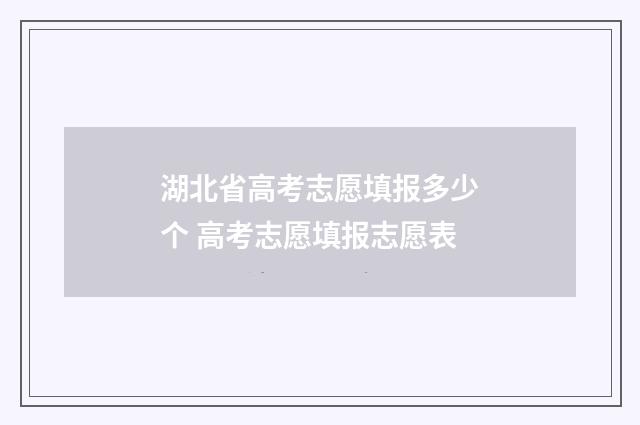 湖北省高考志愿填报多少个 高考志愿填报志愿表