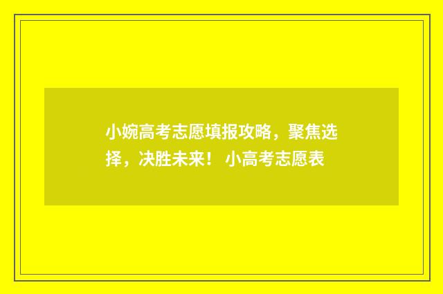 小婉高考志愿填报攻略,聚焦选择,决胜未来! 小高考志愿表