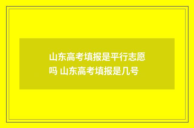 山东高考填报是平行志愿吗 山东高考填报是几号