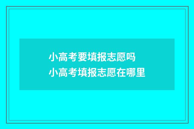 小高考要填报志愿吗 小高考填报志愿在哪里