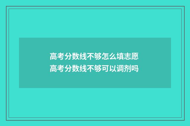高考分数线不够怎么填志愿 高考分数线不够可以调剂吗
