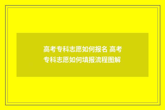 高考专科志愿如何报名 高考专科志愿如何填报流程图解