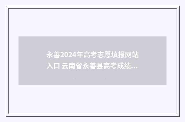永善2024年高考志愿填报网站入口 云南省永善县高考成绩查询