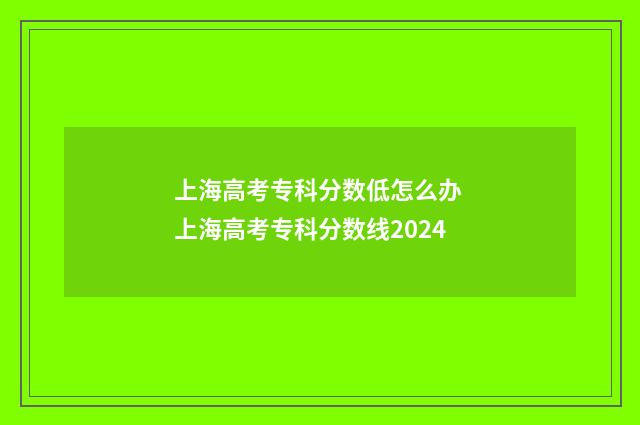 上海高考专科分数低怎么办 上海高考专科分数线2024