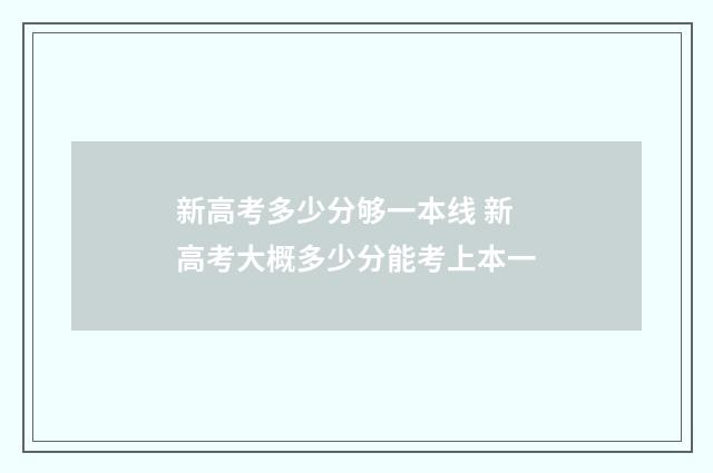 新高考多少分够一本线 新高考大概多少分能考上本一
