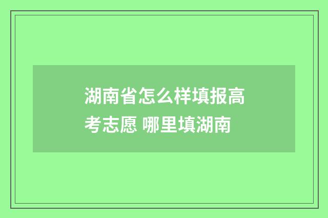 湖南省怎么样填报高考志愿 哪里填湖南