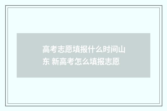 高考志愿填报什么时间山东 新高考怎么填报志愿