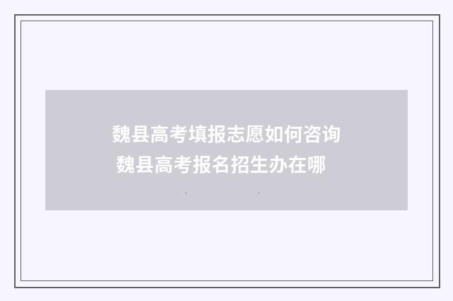 魏县高考填报志愿如何咨询 魏县高考报名招生办在哪