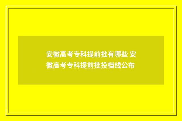 安徽高考专科提前批有哪些 安徽高考专科提前批投档线公布