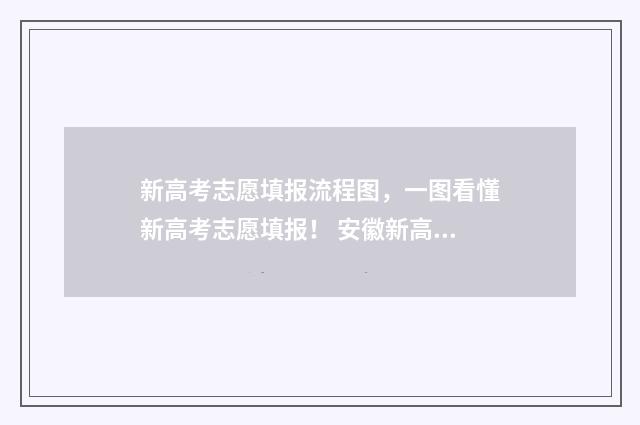 新高考志愿填报流程图,一图看懂新高考志愿填报! 安徽新高考志愿填报