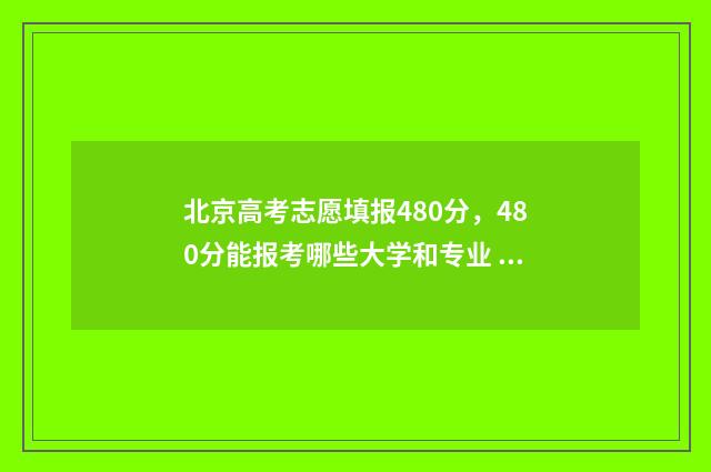 北京高考志愿填报480分,480分能报考哪些大学和专业 北京高考志愿填报表范本