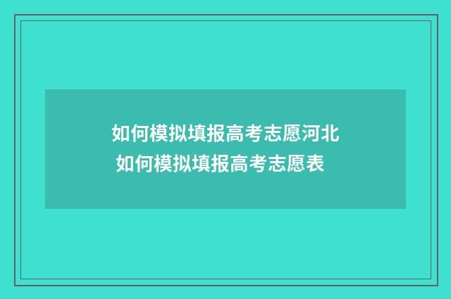 如何模拟填报高考志愿河北 如何模拟填报高考志愿表