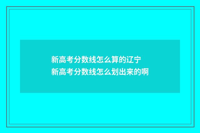新高考分数线怎么算的辽宁 新高考分数线怎么划出来的啊