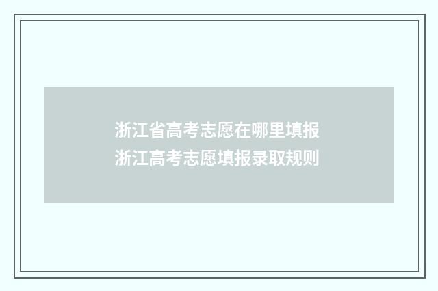 浙江省高考志愿在哪里填报 浙江高考志愿填报录取规则
