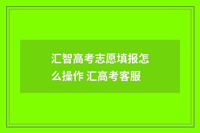 汇智高考志愿填报怎么操作 汇高考客服