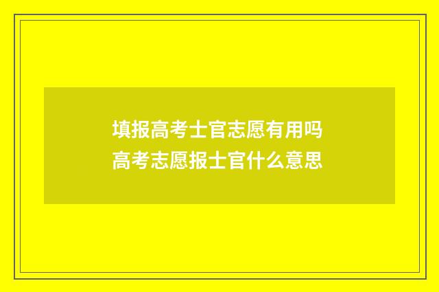 填报高考士官志愿有用吗 高考志愿报士官什么意思
