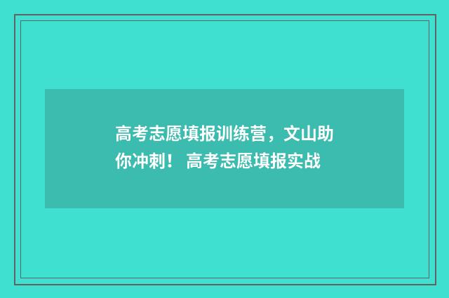高考志愿填报训练营，文山助你冲刺！ 高考志愿填报实战