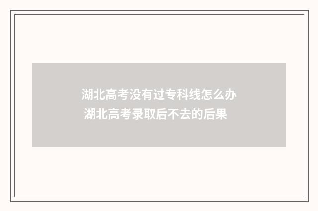 湖北高考没有过专科线怎么办 湖北高考录取后不去的后果