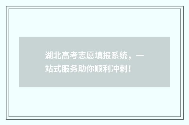 湖北高考志愿填报系统,一站式服务助你顺利冲刺!