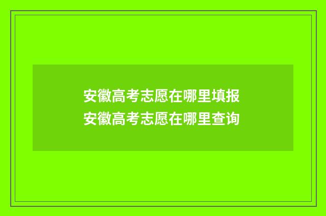 安徽高考志愿在哪里填报 安徽高考志愿在哪里查询