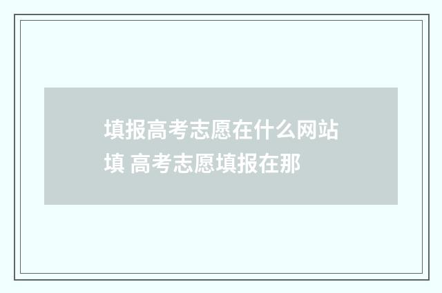 填报高考志愿在什么网站填 高考志愿填报在那