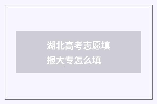 湖北高考志愿填报大专怎么填