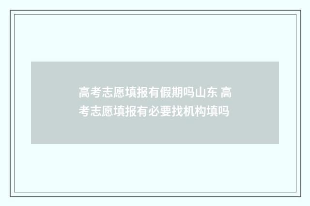 高考志愿填报有假期吗山东 高考志愿填报有必要找机构填吗