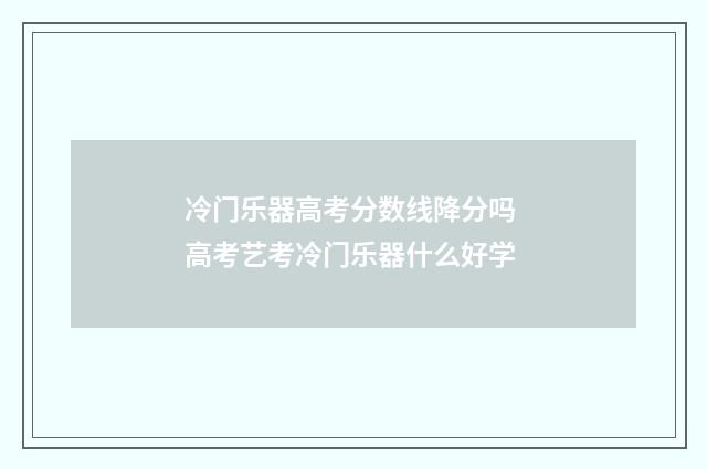 冷门乐器高考分数线降分吗 高考艺考冷门乐器什么好学