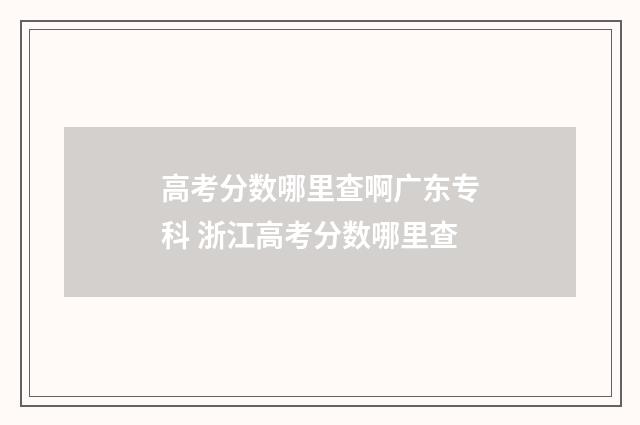 高考分数哪里查啊广东专科 浙江高考分数哪里查