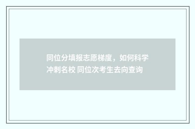 同位分填报志愿梯度，如何科学冲刺名校 同位次考生去向查询