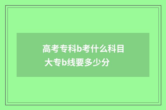 高考专科b考什么科目 大专b线要多少分