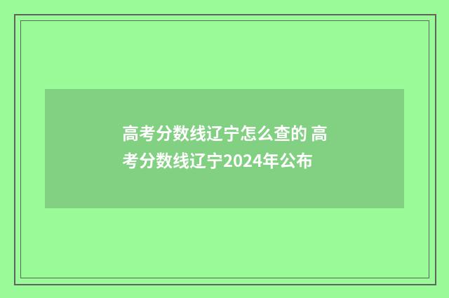 高考分数线辽宁怎么查的 高考分数线辽宁2024年公布