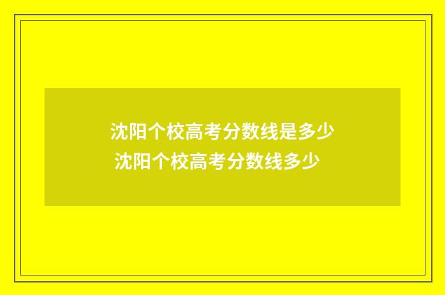 沈阳个校高考分数线是多少 沈阳个校高考分数线多少