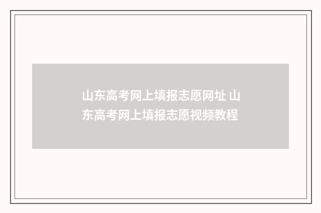 山东高考网上填报志愿网址 山东高考网上填报志愿视频教程