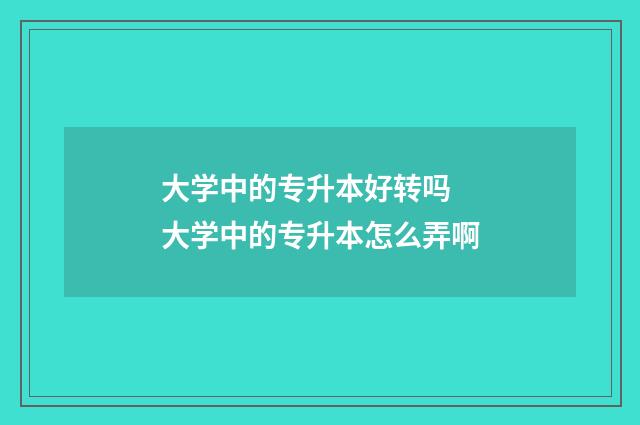 大学中的专升本好转吗 大学中的专升本怎么弄啊