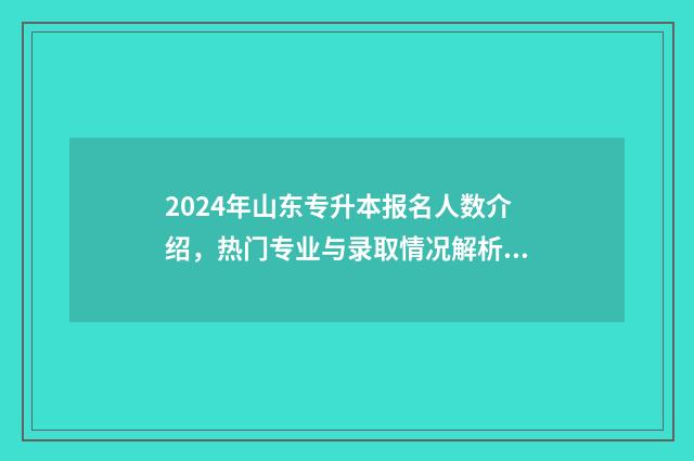 2024年山东专升本报名人数介绍,热门专业与录取情况解析 2024年山东专升本招生院校