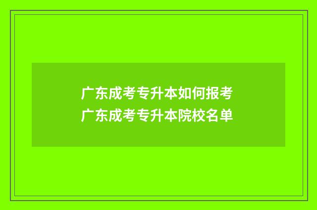 广东成考专升本如何报考 广东成考专升本院校名单