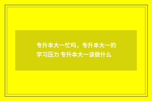 专升本大一忙吗，专升本大一的学习压力 专升本大一该做什么